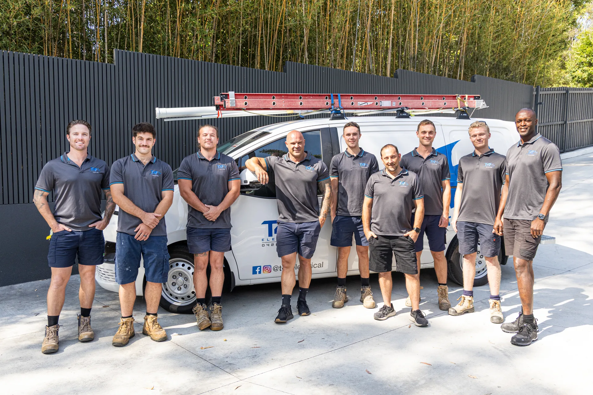 The Family Electrician Tugun team with a service van